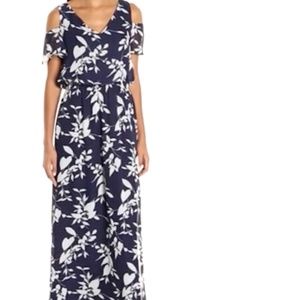 Nine West Cold Shoulder Floral Maxi Dress NWT